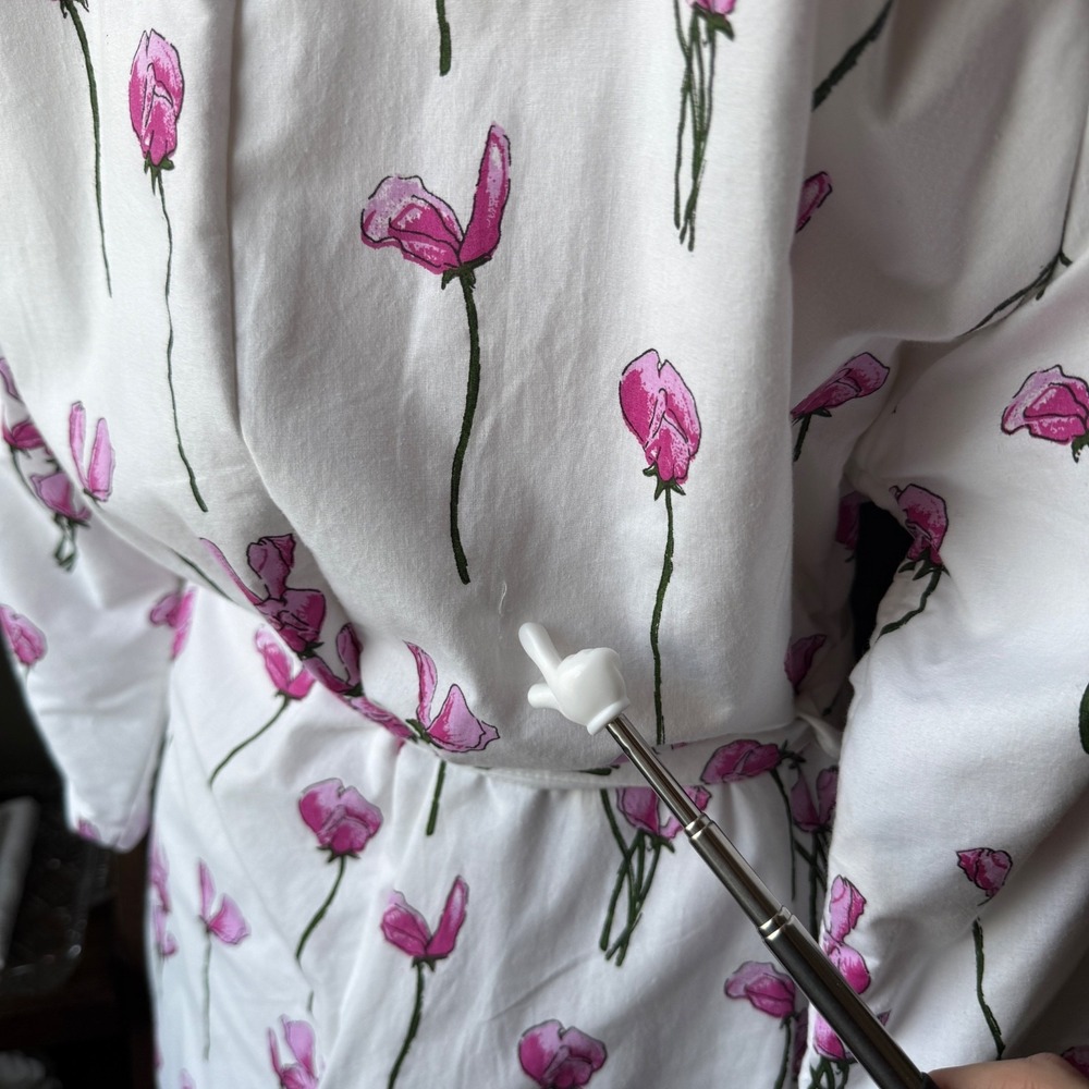 Their Nibs Grandma Robe Terry Lined Cotton Poppy Floral Wrap Belted S Womens - Picture 9 of 16